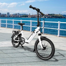 Resim Katlanabilir Elektrikli Bisiklet B13 | Pedelec Beyaz | Güçlü 36V 1 