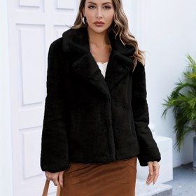 Resim Katı Suni Kürk Manto, Günlük Uzun Kollu Kış Sıcak Dış Giyim, Bayan Giyim 