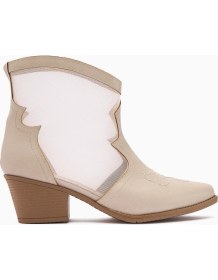 Resim Sevala Bej Nakışlı Trasparan Detaylı Western Kadın Yazlık Bot 