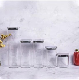 Resim 2'li Vakum Kapaklı Borosilikat Cam Saklama Kabı Seti Mini Boy, Hava Geçirmez, Gıda Saklama İçin İdeal-baharat,kahve,şeker-mini Baharatlık Metal Kare, 360 Ml 1 