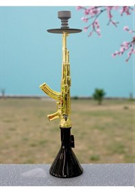 Resim Alüminyum Gövdeli Ak-47 Kalaşnikof Tasarım 90 Cm Premium Nargile Seti Büyük Boy Contalı Sistem 