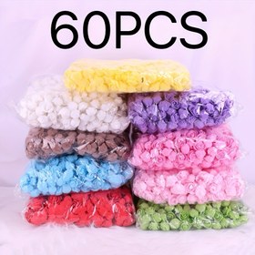 Resim 60 Adet PE Köpük Gül Başlıkları Düğün Şeker Kutusu Süslemeleri Yapay Çiçekler, 3.5 cm Köpük Çiçekler 