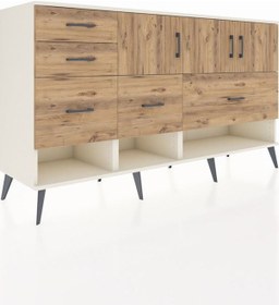 Resim Hyperion Konsol 3 Raflı 5 Çekmeceli 3 Kapaklı 176x44x99 Aytaşı-ça Aytaşı-çam 