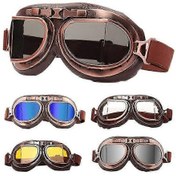 Resim Retro Motosiklet Gözlükleri Gözlükler Vintage Moto Klasik Gözlükler Motosiklet Kaskı Pilot Steampunk Gözlükler Spor İçin -1 Adet 