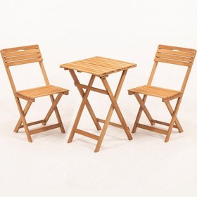 Resim Meya Dekor Sırt ve Oturak Minderli Katlanır Masa Sandalye Bistro Set 3'lü 50x50 Krem 
