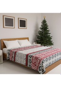 Resim Lüks Yıl Başı Desenli Battaniye . Çift Taraflı Yumuşak Şık 180 230 Boyutunda Çok Renkli 