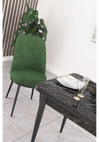 Resim Canisa Concept Nil Serisi 70x110 Sabit Mutfak Masası Takımı Siyah Mermer Desen Masa 4 Haki Yeşil Sandalye Yeşil Sandalyeler Siyah Masa 