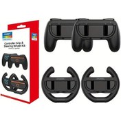 Resim Gaojunshop01 Nintendo Switch 2 İçin 4 Parça Aksesuar Seti: 2 Joystick Kılıfı Ve 2 Direksiyon Siyah 
