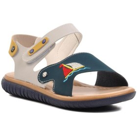 Resim Ayakmod Şng 1540-f Lacivert Nubuk-sarı-krem Erkek Çocuk Sandalet 001 