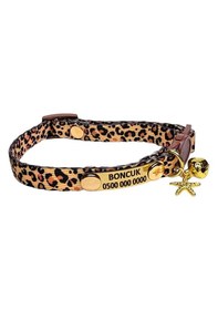 Resim Sabit Künyeli İsimli Kedi Tasması, Güvenlik Kilitli Kedi Tasması, İsimli Kedi Tasması Zımbalı Model 