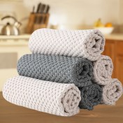 Resim 4 adet Ultra-Yumuşak Mikrofiber Mutfak Havlusu - Yüksek Emici, Çift Taraflı Waffle Dokusu, Kolay Temizlenebilir Beyaz, Gri ve Bej Desenli, Tezgahlar ve Cihazlar için İdeal, Mutfak Havluları|Modern Mutfak Dekoru|Easyclean Havlular 