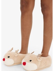 Resim Defacto Kadın Yılbaşı Temalı Düz Taban Panduf A8388ax25wnbg26 Bej-bg26 