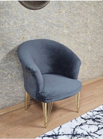 Resim Zafir Tekli Teddy Gold Kaplama Telli Ayak Çay Seti Koltuk Tekli Berjer , Balkon, Salon, Ofis Fume 