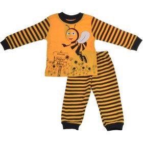 Resim MG MİNİ GİYİM Erkek Bebek Sarı Arı Baskılı Pijama Takımı MG0360 - 0384 