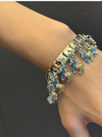 Resim Çelik Charm Atlı Bileklik Renkli 