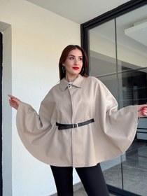 Resim Yakalı kemerli panço taş - STD 
