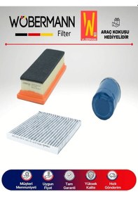 Resim Wöbermann Fiat Punto / Grande Punto 1.4 8v. Filtre Bakım Seti 2005-2012 3'lü Karbonlu 
