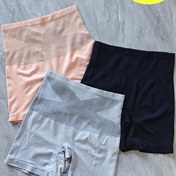 Resim 3-Pack Kadın Yüksek Bel Şekillendirici Şort, Glam Stil Polyester Örgü Kumaş, Dikişsiz Karın Kontrolü Popo Kaldırma İç Çamaşırı, Orta Destek, 240gsm, Alfabe Deseni, 240g/m² - Sonbahar/Kış Koleksiyonu 