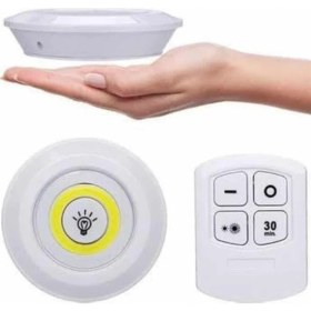 Resim Yapışkanlı 3'lü Spot LED Işık Lamba Montajsız Pilli Uzaktan Kumandalı 