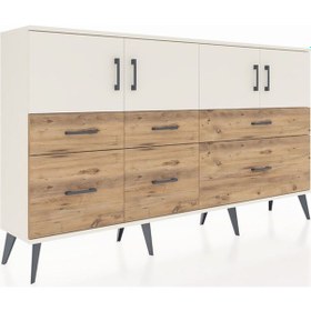 Resim Arges Konsol 4 Raflı 6 Çekmeceli 4 Kapaklı 176x30x99 Aytaşı-aytaşı/çam Aytası/atlas Çam - Aytası 