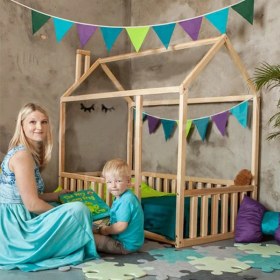 Resim Loolpi Home Loolpi Home Montessori Bebek ve Çocuk Karyolası Unisex Doğal Ahşap Yatak 