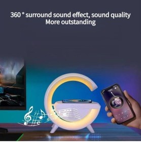 Resim Fogy Bluetooth Hoparlörlü Kablosuz Şarj Özellikli Rgb Gökkuşağı Masa Lambası Gece Lambası 
