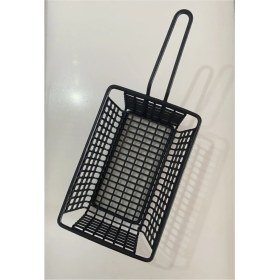 Resim Büyük Boy Metal Kare Cipslik, Patates Atıştırmalık Sunumluk Mat Siyah 