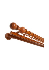 Resim Meyra Demonte Başlıklı Ahşap Rustik Perde Askısı - Çift Raylı -meşe 200 Cm Meşe 