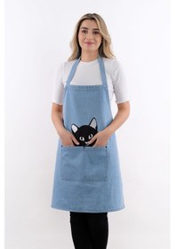 Resim Nakışlı Kot Mutfak Önlüğü Çok Renkli 