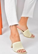 Resim Fox Shoes Bej Triko Kumaş Topuklu Kadın Terlik P590033357 
