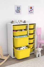 Resim Zen 10 Sepetli Çok Amaçlı Oyuncak Dolabı Sarı 