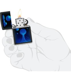 Resim Zippo Çakmak 48675: Siyah Mat ve Siyah Işık Lav Lambası Tasarımı 