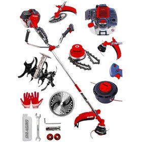 Resim Dragro T6002 4x2 20 HP Yan Tipi Benzinli Ot Çalı Tırpanı Kırmızı 