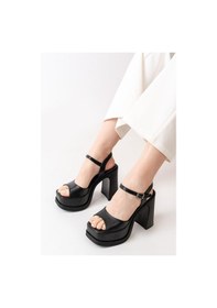 Resim Asmi Shoes Kadın Tek Bantlı 12cm Platformlu Topuklu Ayakkabı Siyah Siyah 