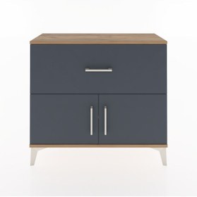 Resim Arges Şifonyer Tek Raflı Tek Çekmeceli 2 Kapaklı 88x30x80 - Çam / Antrasit 