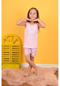 Resim Kız Çocuk Askılı Pijama Takımı Always Smile Somon Pembe 