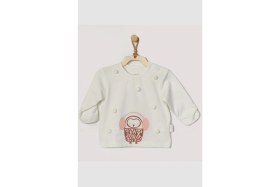Resim Andywawa Kız Bebek Penguen Kabartmalı Ekru Tshirt AC22366 
