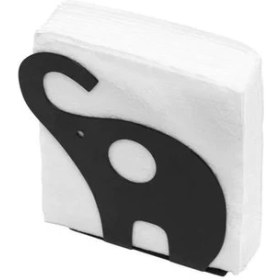 Resim Mavi Trend Metal Fil Figürlü Siyah Peçetelik 