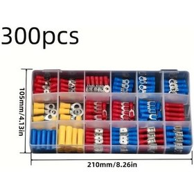 Resim Globalbloom 300 Parça İzoleli Kablo Terminal Kutusu Spade Crimp Bağlantı Seti 