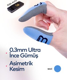 Resim Bhave Hybrid Parmaklık-1 Çift-mavi-pubg Parmak Eldiveni- Saklama Kutulu- Ter Geçirmez Oyuncu Parmaklığı 