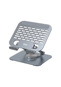 Resim Bix Ps01 360 Dönebilen Isı Dağıtımlı Katlanabilir Metal Tablet Standı Apple Uyumlu iPad Tutucu Gri 