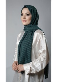 Resim Hürrem Bone Zümrüt Desenli Şal Şifon Kumaş Kareli Çizgili 202107 37 Zümrüt 