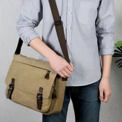 Resim Erkek Vintage Kanvas Çapraz Çanta - Dayanıklı, Büyük Kapasiteli, Çoklu Cep, Ayarlanabilir Askı, Günlük Yolculuk ve Rahat Kullanım için İdeal, Rahat Çapraz Çanta|Vintage Kanvas Çanta|Malzeme 