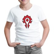 Resim Lord T-Shirt LordT-Shirt T-Shirt World Of Warcraft - Horde Beyaz Çocuk Tshirt 