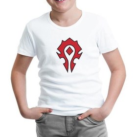 Resim Lord T-Shirt LordT-Shirt T-Shirt World Of Warcraft - Horde Beyaz Çocuk Tshirt 