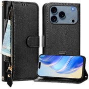 Resim İphone Uyumlu 17 Pro Fermuarlı Kart Tutucu Pu Deri Manyetik Kapak 