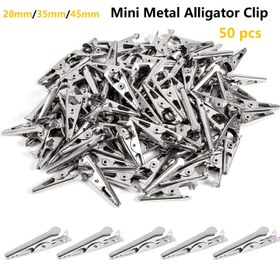 Resim 50 adet Mini Metal Alligator Klipsi, 28mm/35mm/45mm, Nikel Kaplama Gümüş Ton, Dürüstlikli Yay Klipsleri, Laboratuvar Elektrik Testi, Kablo Yönetimi ve Daha Fazlası İçin, Kablo Düzenleme | Şık Metal Kaplama | Dayanıklı İnşaat, Kablo Düzenleyicileri ve Depolama 