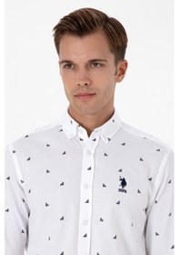 Resim U.S. Polo Assn. Erkek Beyaz Uzun Kollu Desenli Gömlek 50316561-VR013 