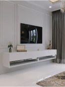 Resim Myniture Home & Living Duvara Monte Tv Sehpası Beyaz Gümüş S6301-1 