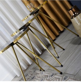 Resim Zigon Sehpa 3'Lü Altın Metal Ayak Bendir Altın 